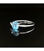 Witgouden ring met blauwe steen en zirkonia maat 20