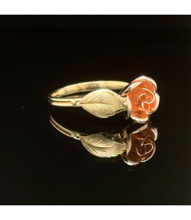 Geelgouden bloemring maat 18