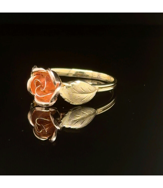 Geelgouden bloemring maat 18
