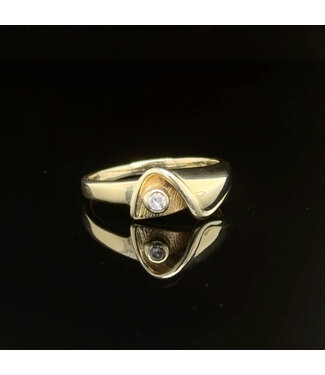 Geelgouden ring met zirkonia maat 16,5