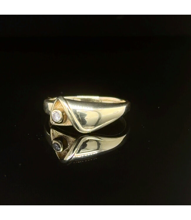 Geelgouden ring met zirkonia maat 16,5