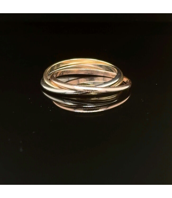 Tricolor gouden ring maat 17 1/4
