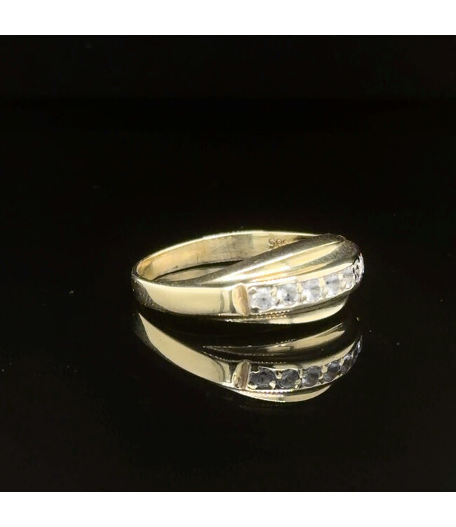 Geelgouden ring met zirkonia maat 17,25