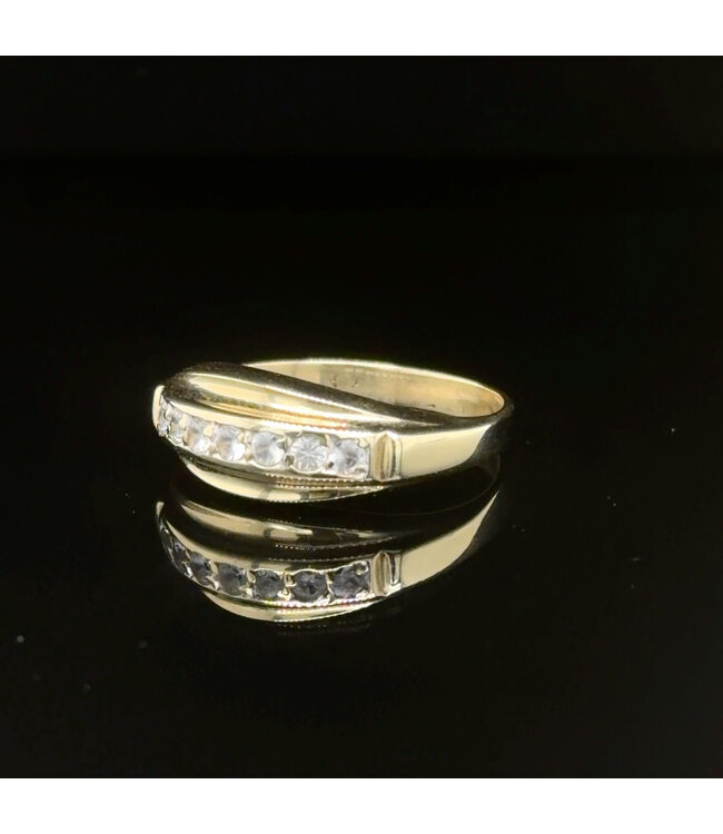 Geelgouden ring met zirkonia maat 17,25