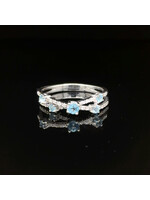 Occasions Witgouden ring met zirkonia en blauwe stenen maat 17