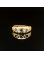 Occasions Geelgouden ring met zirkonia en blauwe stenen maat 16,5