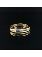 Occasions Geelgouden ring met zirkonia en blauwe saffier maat 16,5