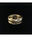 Geelgouden ring met zirkonia en blauwe saffier maat 16,5