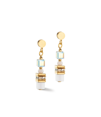 COEUR DE LION Mini Cubes earrings gold-coloured white 4565/21-1416