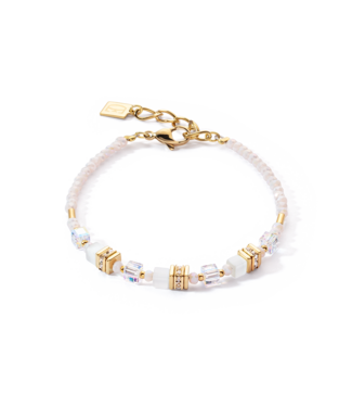 COEUR DE LION Mini Cubes armband goudkleurig-wit 4565/30-1416