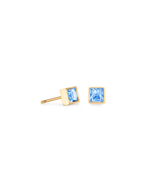 COEUR DE LION Brilliant Square Ohrstecker goldfarben-hellblau 0501/21-0755