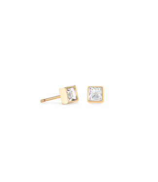 COEUR DE LION Brilliant Square stud earrings gold-coloured crystal 0501/21-1816