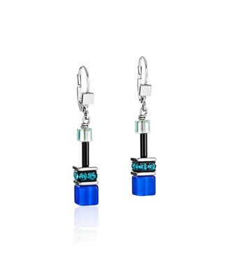 COEUR DE LION GeoCUBE® oorhangers blauw-groen 2838/20-0705