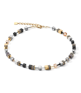 COEUR DE LION GeoCUBE® Halskette grau-goldfarben 2839/10-1216