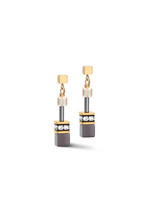Coeur de Lion COEUR DE LION GeoCUBE® oorbellen grijs-goudkleurig 2839/21-1216