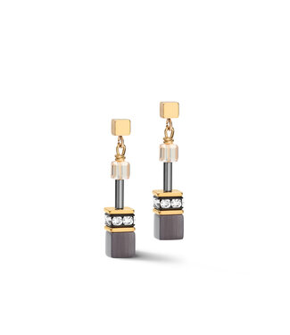 COEUR DE LION GeoCUBE® earrings grey-gold-coloured 2839/21-1216