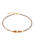 Coeur de Lion COEUR DE LION Wave Cube Flow collier goudkleurig bruin 3044/10-1116