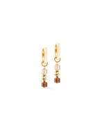 Coeur de Lion COEUR DE LION Wave Cube Flow oorringen goudkleurig bruin 3044/21-1116
