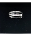 14-karat white gold ring with central diamond and pave setting