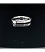 Witgouden ring met centrale diamant en rijzetting 14 karaat