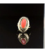 Vintage geelgouden ring met bloedkoraal 14 karaat maat 16,5
