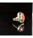 Vintage 14-karat yellow gold ring with blood coral, size 16.5