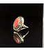 Vintage 14-karat yellow gold ring with blood coral, size 16.5