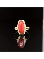 Occasions 14-karat yellow gold ring with blood coral, size 18.5