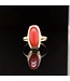 14-karat yellow gold ring with blood coral, size 18.5