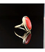 Gelbgoldring mit Blutkoralle, 14 Karat, Groesse 18,5