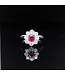 Witgouden ring met diamant en robijn 14 karaat maat 18,5