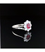 Witgouden ring met diamant en robijn 14 karaat maat 18,5