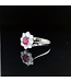 Weissgoldring mit Diamant und Rubin, 14 Karat, Groesse 18,5