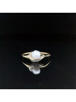 Occasions 14-karat yellow gold ring with pearl and diamond, size 19