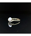 14-karat yellow gold ring with pearl and diamond, size 19