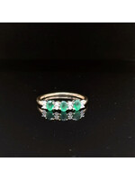 Occasions 14-karat yellow gold ring with green stone and diamond, size 17.75