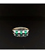 14-karat yellow gold ring with green stone and diamond, size 17.75