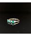 Geelgouden ring met groene steen en diamant 14 karaat maat 17,75