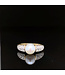 18-karat yellow gold ring with pearl and diamond, size 18.25
