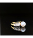 Geelgouden ring met parel en diamant 18 karaat maat 18,25