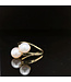 Gelbgoldring mit zwei Perlen, 14 Karat, Groesse 17,75