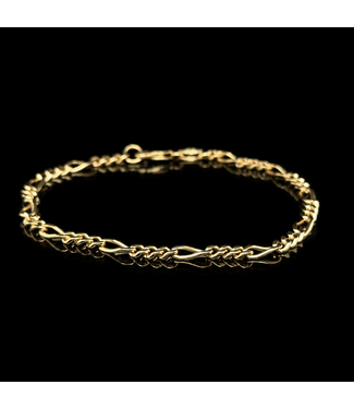 Gelbgold-Figaroarmband, 14 Karat, 19,5 cm