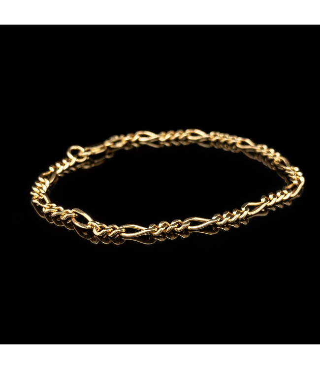 Gelbgold-Figaroarmband, 14 Karat, 19,5 cm