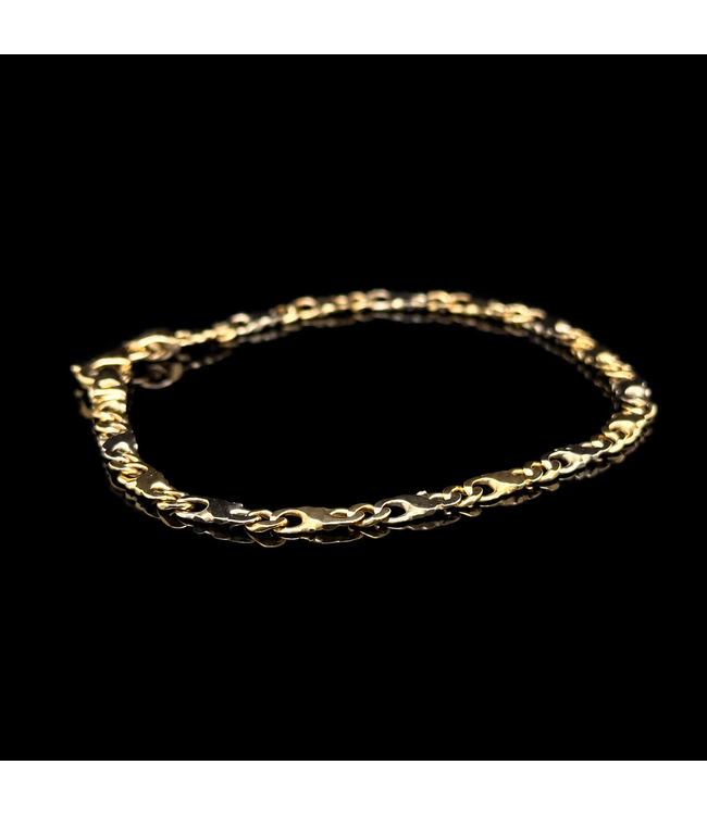 Bicolor-Goldarmband, 14 Karat, 19 cm