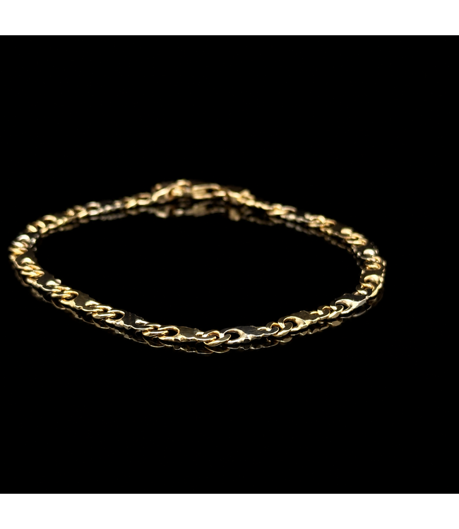 Bicolor-Goldarmband, 14 Karat, 19 cm