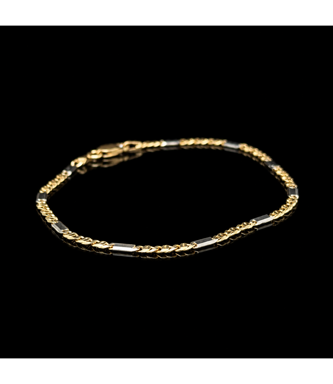 Bicolor-Goldarmband, 14 Karat, 19 cm