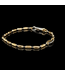 Massieve bicolor fantasiearmband 18 karaat 18,5 cm
