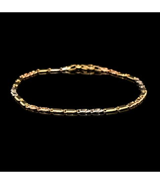 14-karat tricolour gold bracelet, 19.5 cm