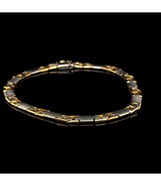 Bicolor gouden armband 14 karaat 21,5 cm