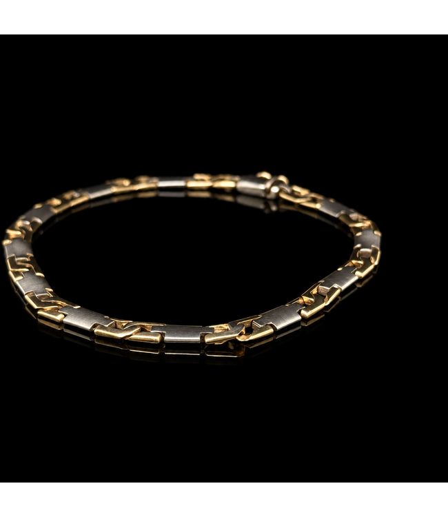 Bicolor-Goldarmband, 14 Karat, 21,5 cm